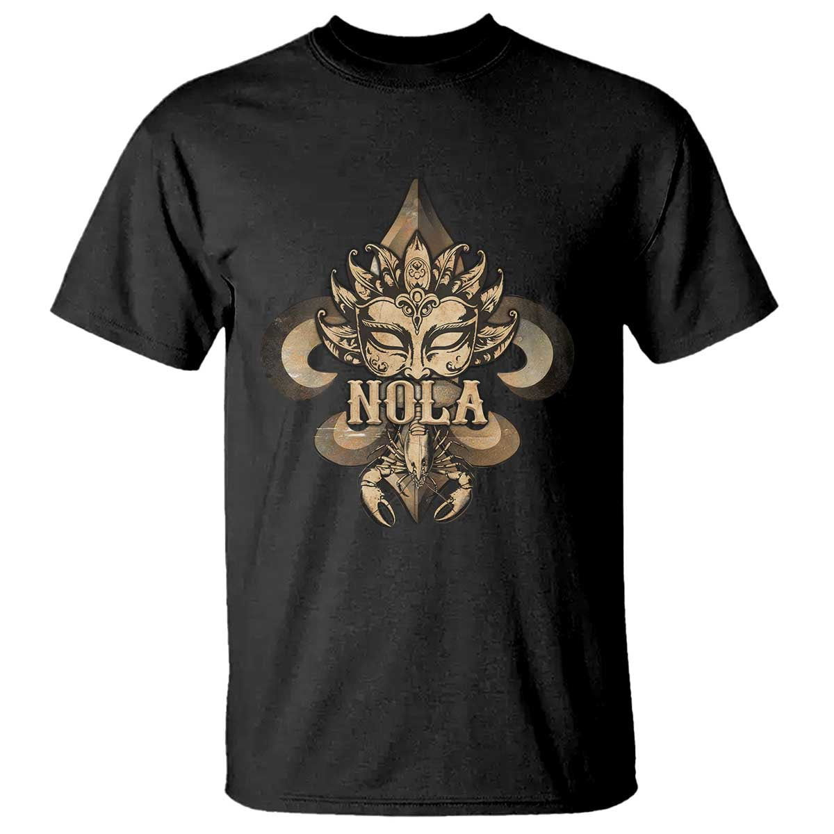 NOLA New Orleans Louisiana T Shirt Mardi Gras Mask Fleur De Lis TS09 Black Print Your Wear