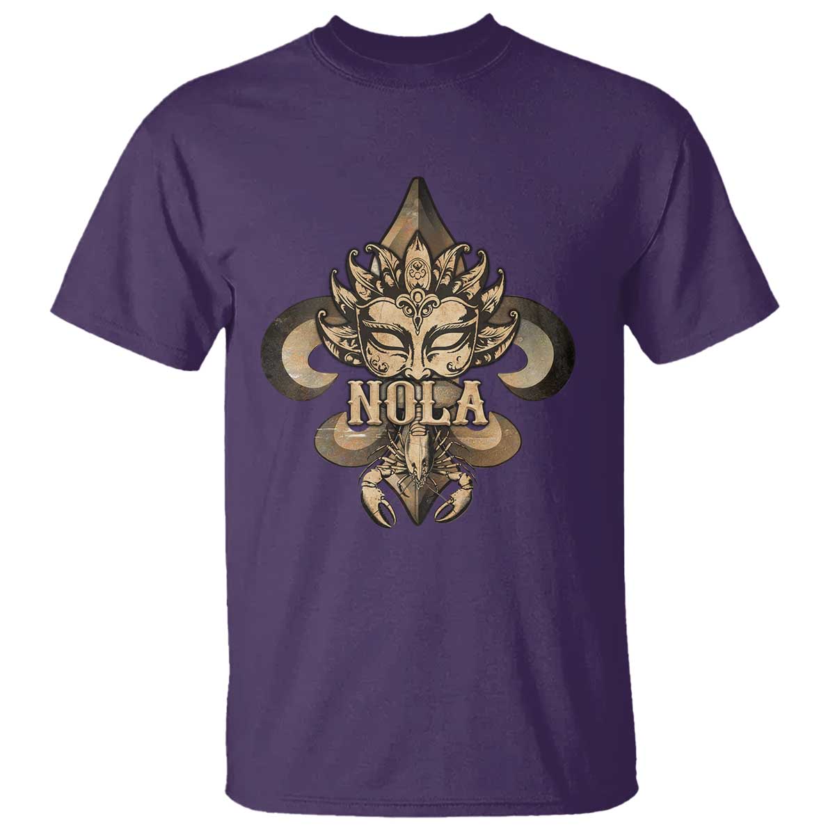 NOLA New Orleans Louisiana T Shirt Mardi Gras Mask Fleur De Lis TS09 Purple Print Your Wear