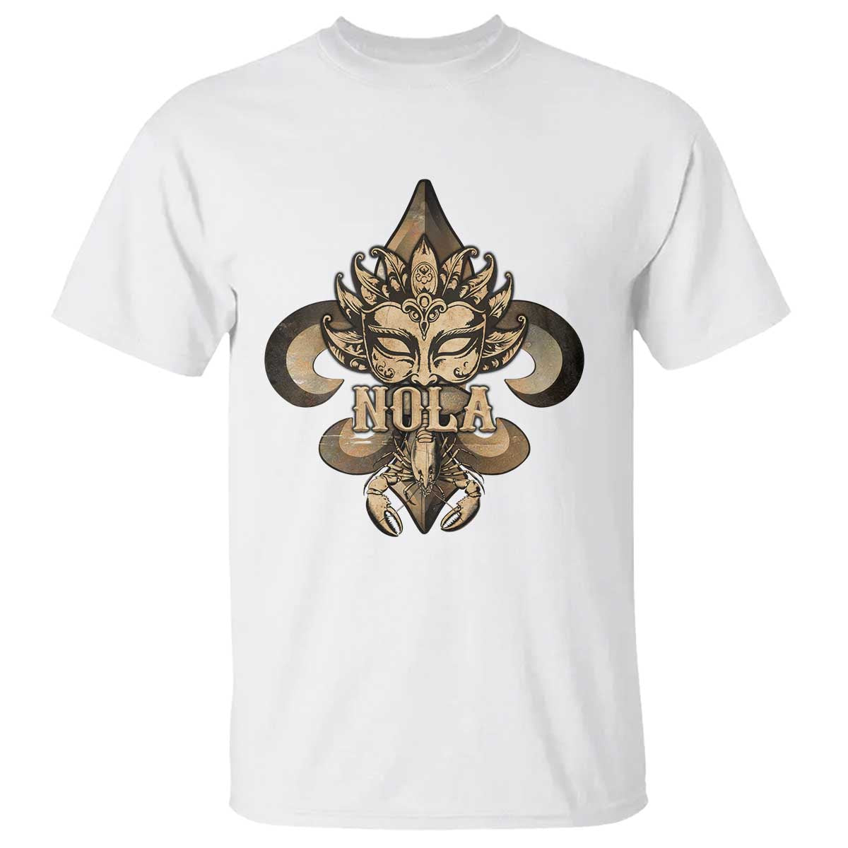 NOLA New Orleans Louisiana T Shirt Mardi Gras Mask Fleur De Lis TS09 White Print Your Wear