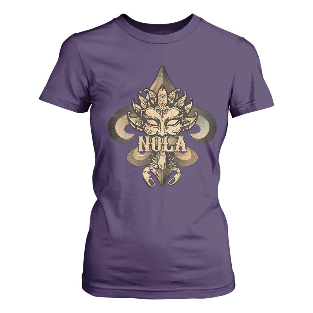 NOLA New Orleans Louisiana T Shirt For Women Mardi Gras Mask Fleur De Lis TS09 Purple Print Your Wear