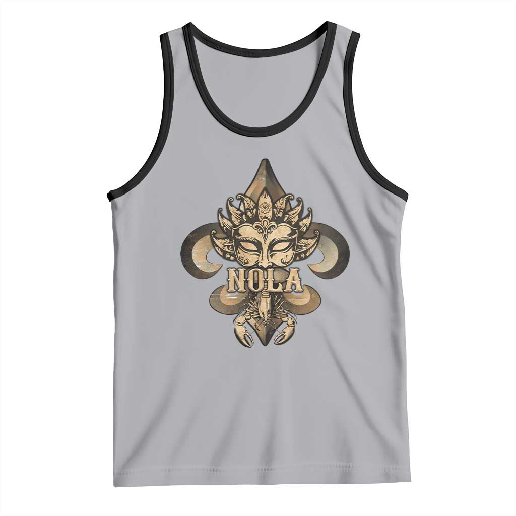 NOLA New Orleans Louisiana Tank Top Mardi Gras Mask Fleur De Lis TS09 Athletic Heather Black Print Your Wear