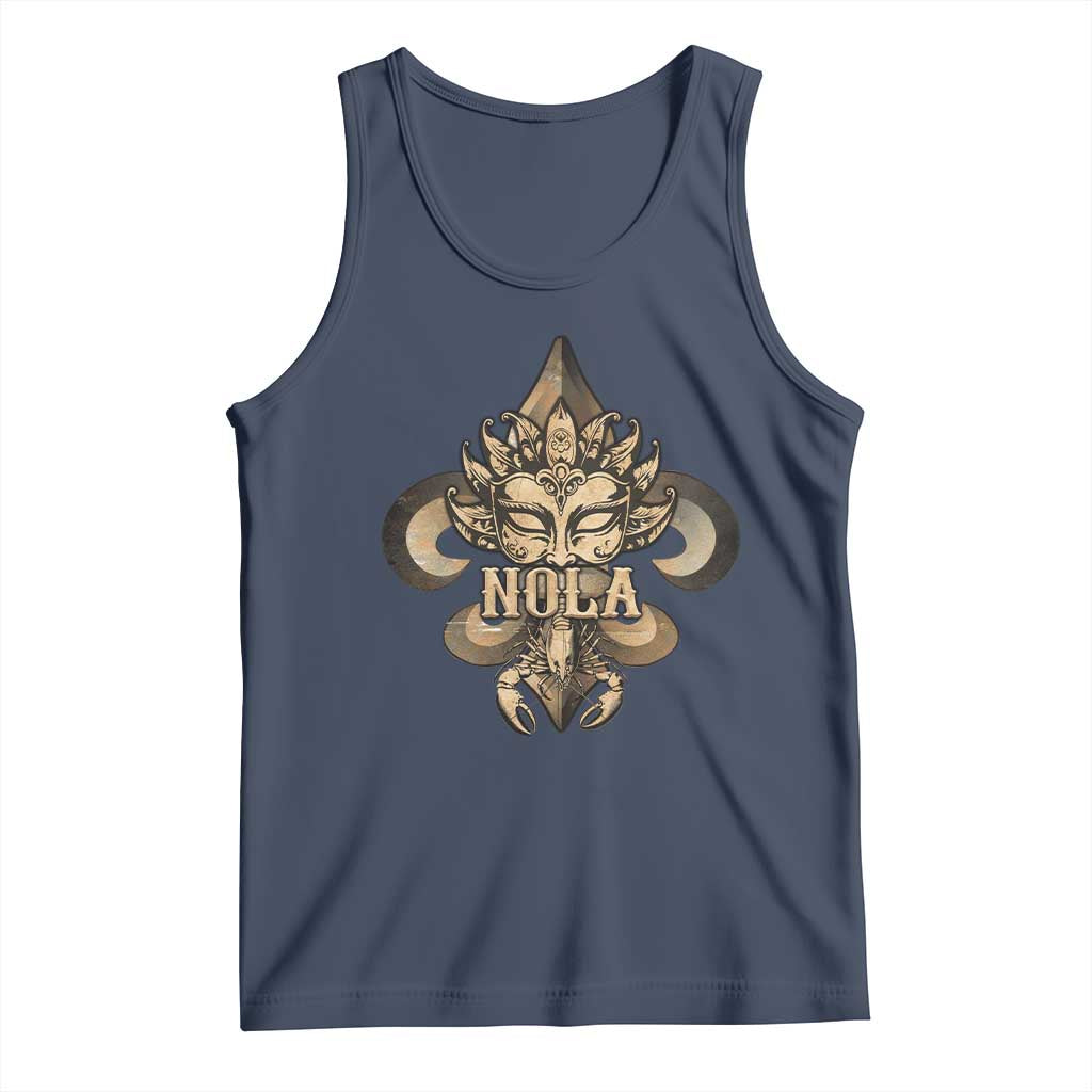 NOLA New Orleans Louisiana Tank Top Mardi Gras Mask Fleur De Lis TS09 Navy Print Your Wear