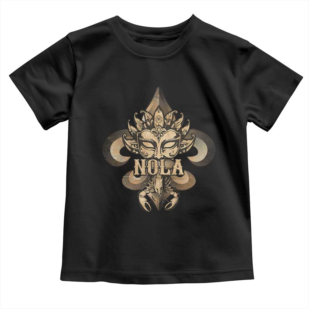 NOLA New Orleans Louisiana Toddler T Shirt Mardi Gras Mask Fleur De Lis TS09 Black Print Your Wear