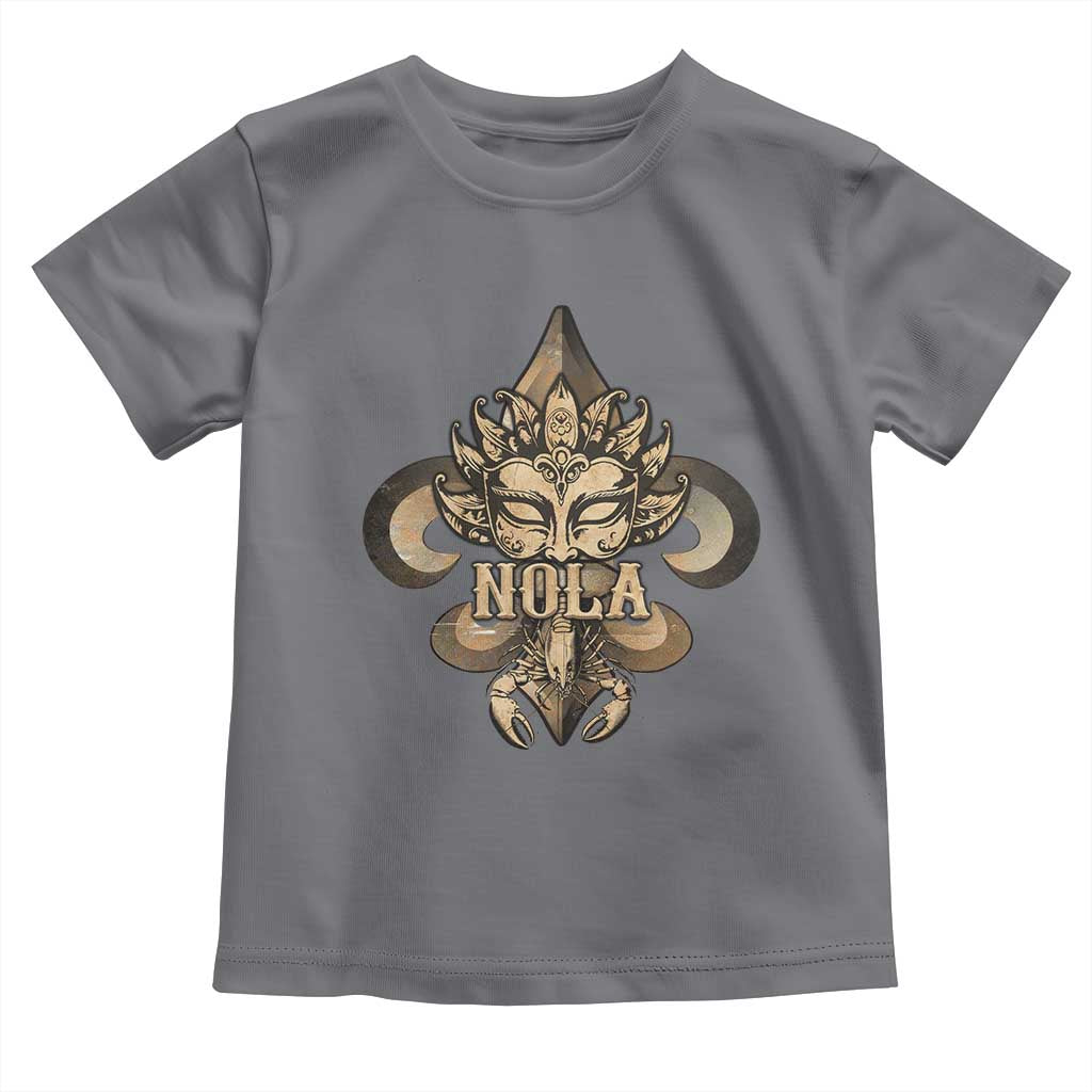 NOLA New Orleans Louisiana Toddler T Shirt Mardi Gras Mask Fleur De Lis TS09 Charcoal Print Your Wear