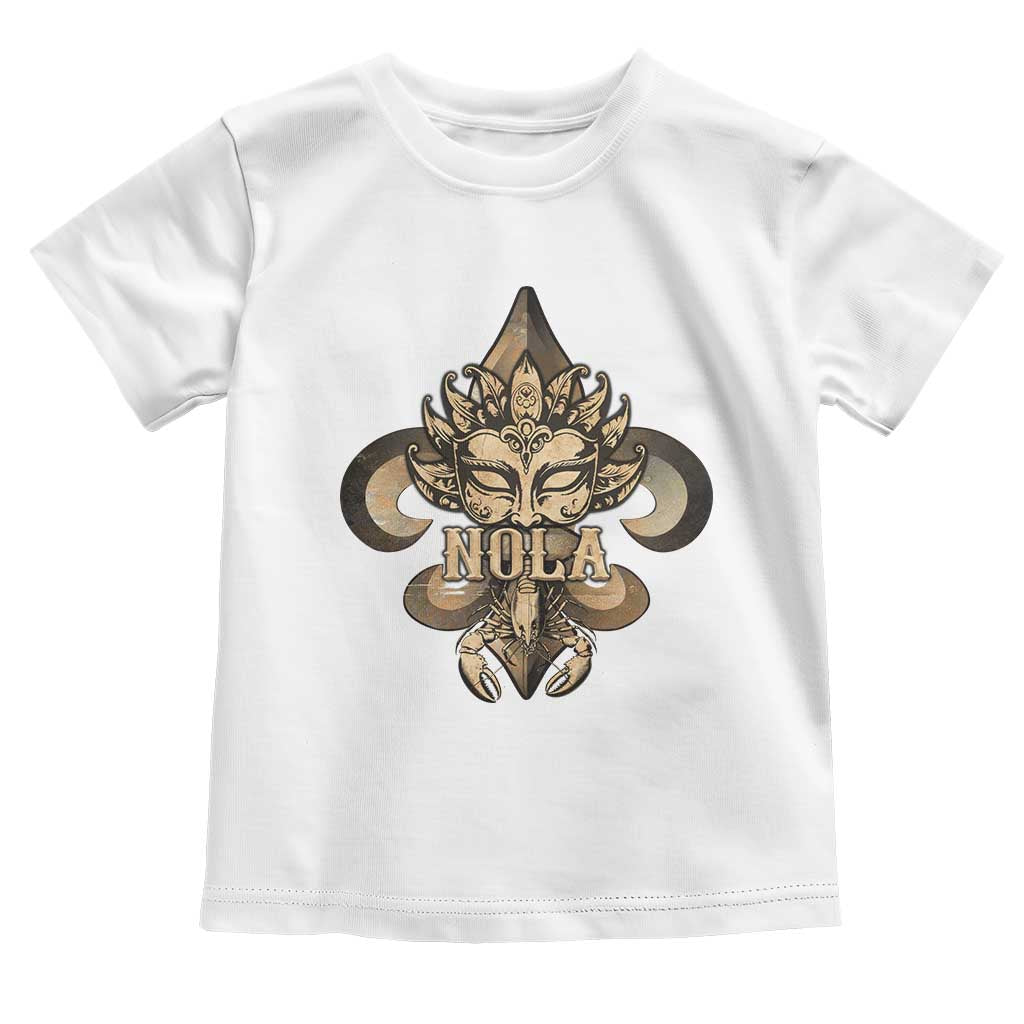 NOLA New Orleans Louisiana Toddler T Shirt Mardi Gras Mask Fleur De Lis TS09 White Print Your Wear