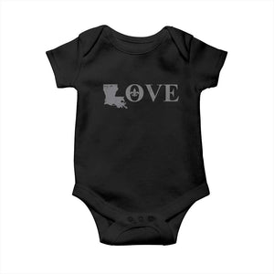 LOVE Louisiana Baby Onesie Fleur De Lis LA Map TS09 Black Print Your Wear