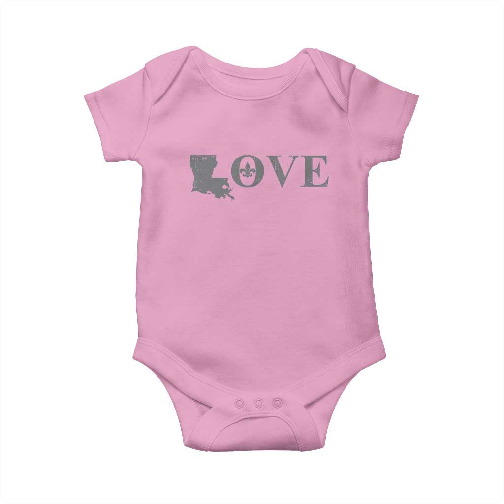 LOVE Louisiana Baby Onesie Fleur De Lis LA Map TS09 Light Pink Print Your Wear