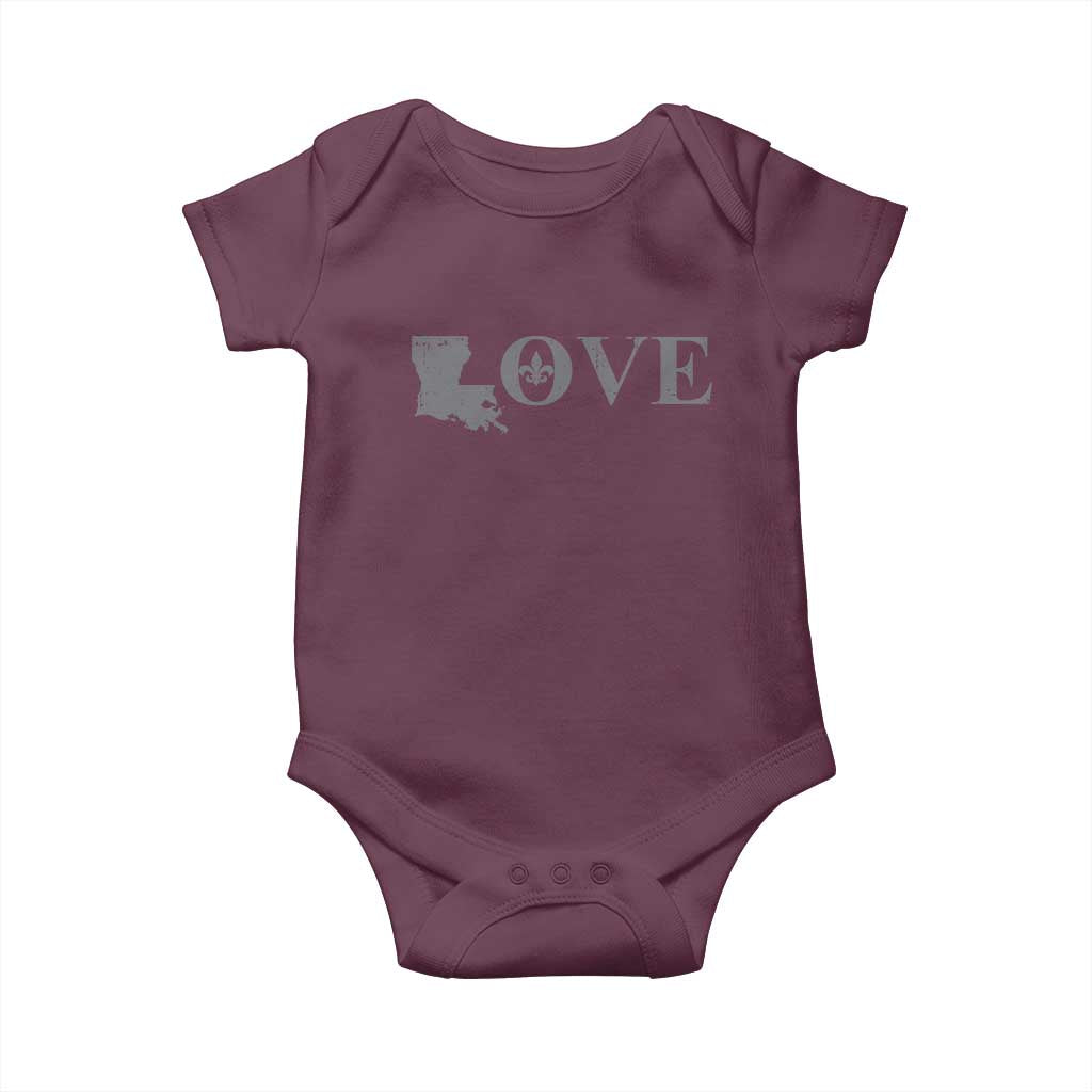 LOVE Louisiana Baby Onesie Fleur De Lis LA Map TS09 Maroon Print Your Wear