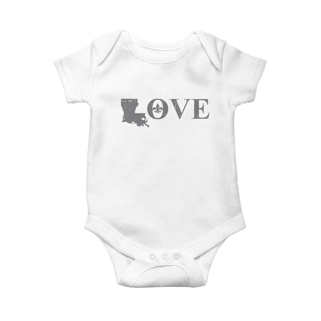 LOVE Louisiana Baby Onesie Fleur De Lis LA Map TS09 White Print Your Wear
