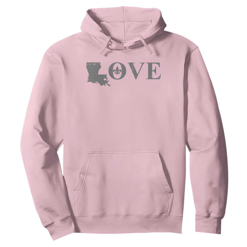 LOVE Louisiana Hoodie Fleur De Lis LA Map TS09 Light Pink Print Your Wear
