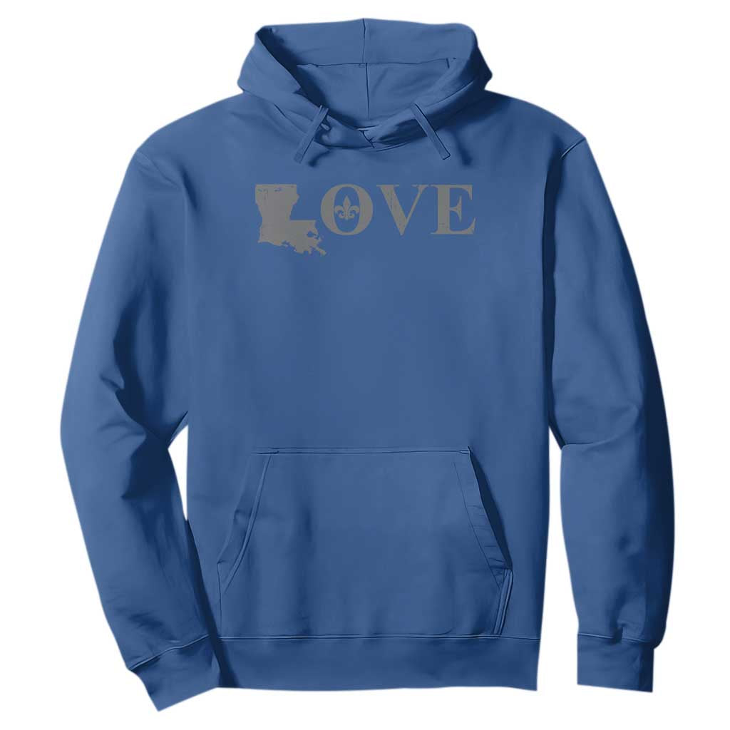 LOVE Louisiana Hoodie Fleur De Lis LA Map TS09 Royal Blue Print Your Wear