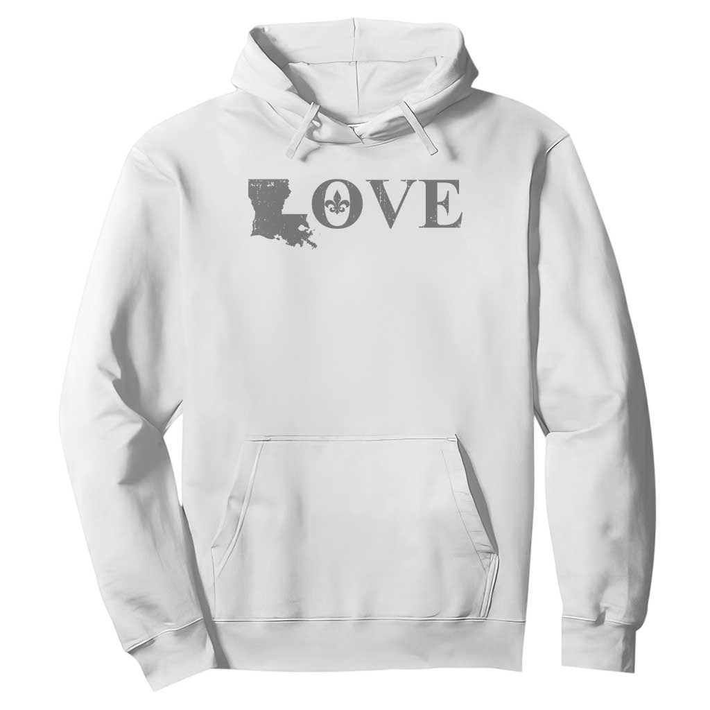 LOVE Louisiana Hoodie Fleur De Lis LA Map TS09 White Print Your Wear