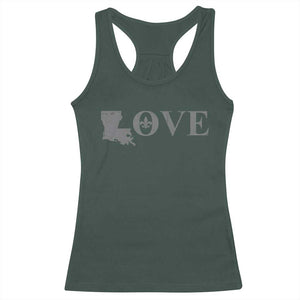 LOVE Louisiana Racerback Tank Top Fleur De Lis LA Map TS09 Dark Forest Green Print Your Wear