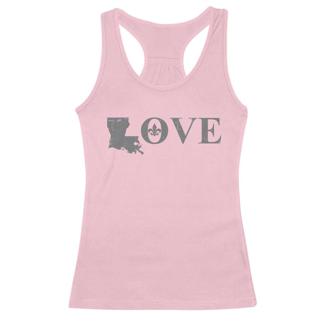 LOVE Louisiana Racerback Tank Top Fleur De Lis LA Map TS09 Light Pink Print Your Wear