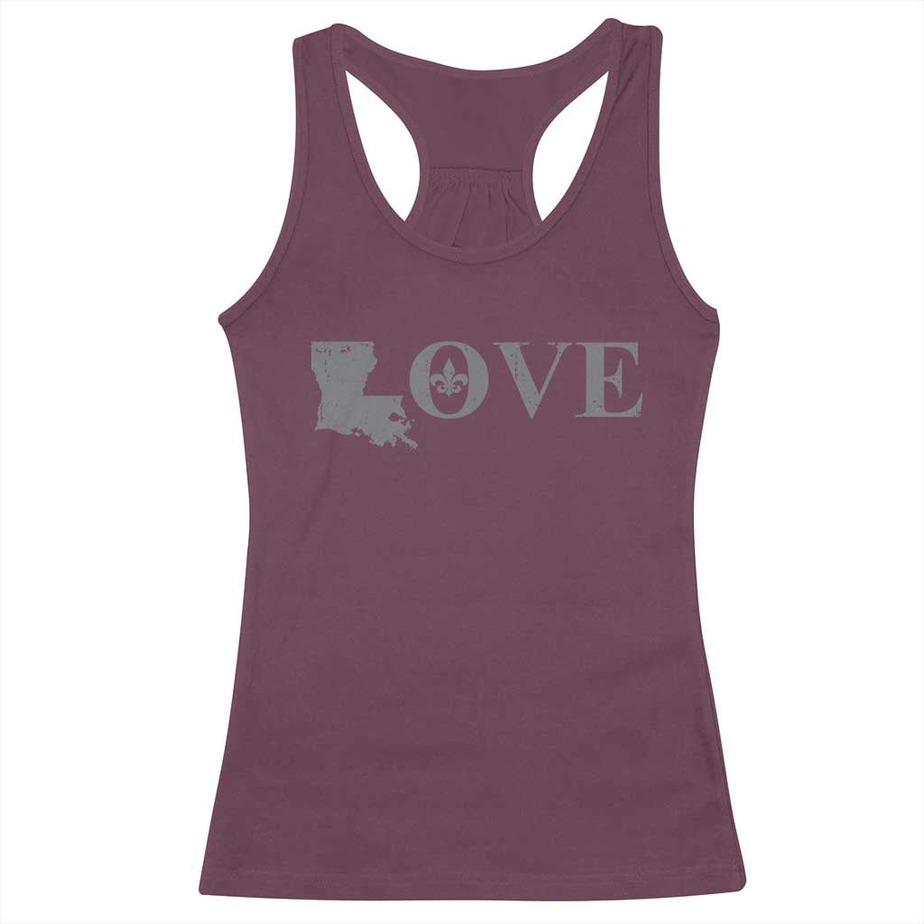 LOVE Louisiana Racerback Tank Top Fleur De Lis LA Map TS09 Maroon Print Your Wear