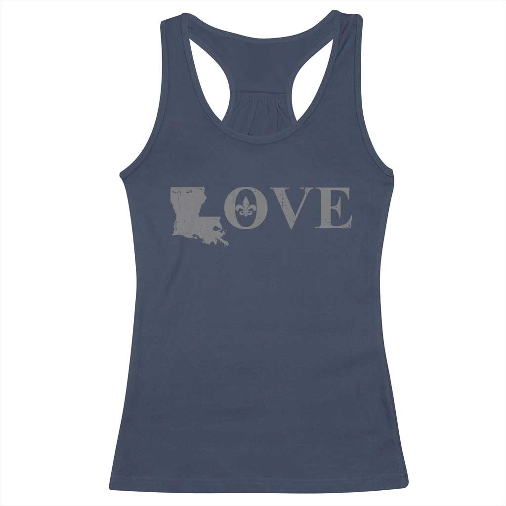 LOVE Louisiana Racerback Tank Top Fleur De Lis LA Map TS09 Navy Print Your Wear