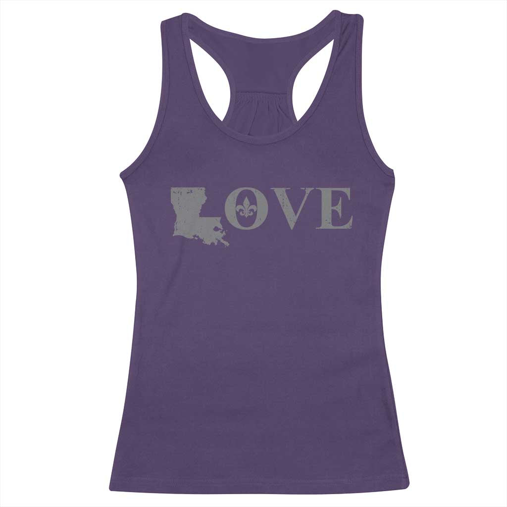 LOVE Louisiana Racerback Tank Top Fleur De Lis LA Map TS09 Purple Print Your Wear