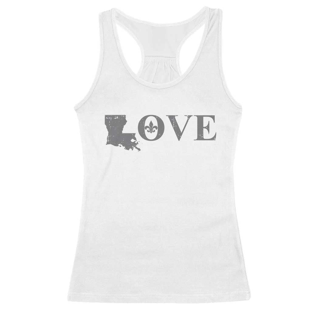 LOVE Louisiana Racerback Tank Top Fleur De Lis LA Map TS09 White Print Your Wear