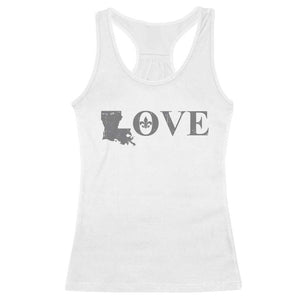 LOVE Louisiana Racerback Tank Top Fleur De Lis LA Map TS09 White Print Your Wear