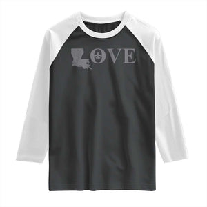 LOVE Louisiana Raglan Shirt Fleur De Lis LA Map TS09 Black White Print Your Wear