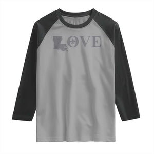 LOVE Louisiana Raglan Shirt Fleur De Lis LA Map TS09 Sport Gray Black Print Your Wear
