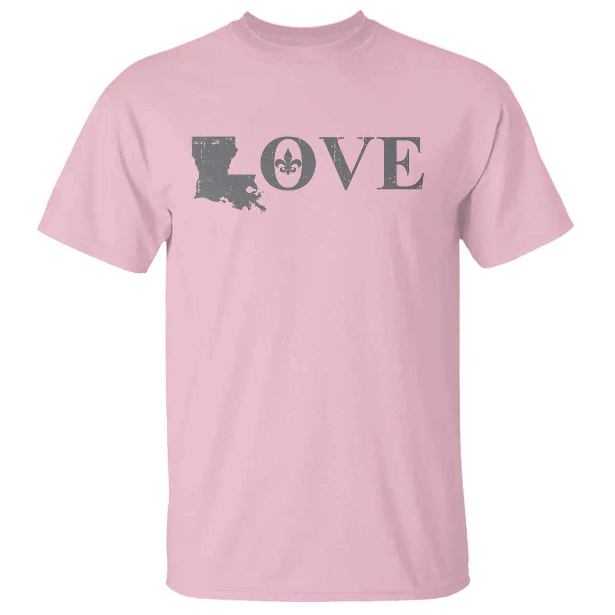 LOVE Louisiana T Shirt Fleur De Lis LA Map TS09 Light Pink Print Your Wear