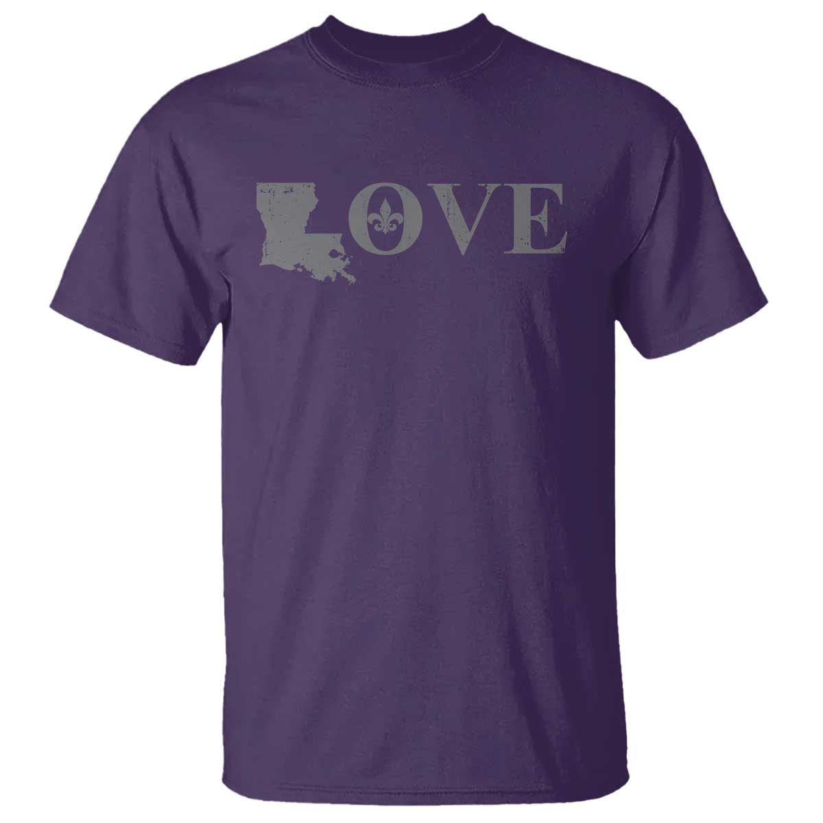 LOVE Louisiana T Shirt Fleur De Lis LA Map TS09 Purple Print Your Wear
