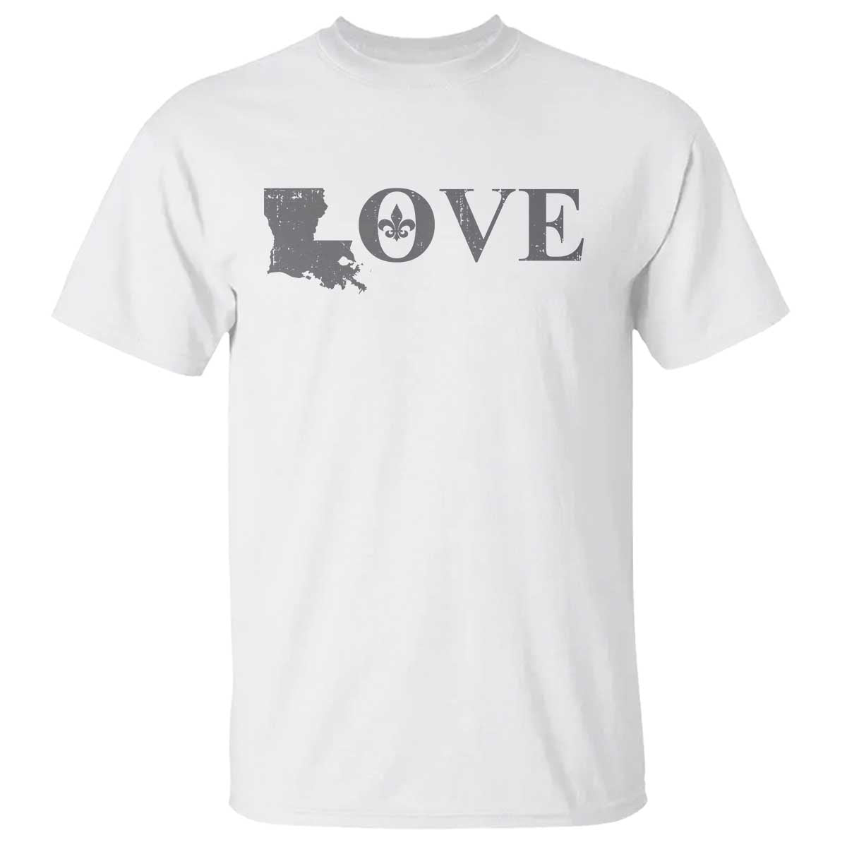LOVE Louisiana T Shirt Fleur De Lis LA Map TS09 White Print Your Wear