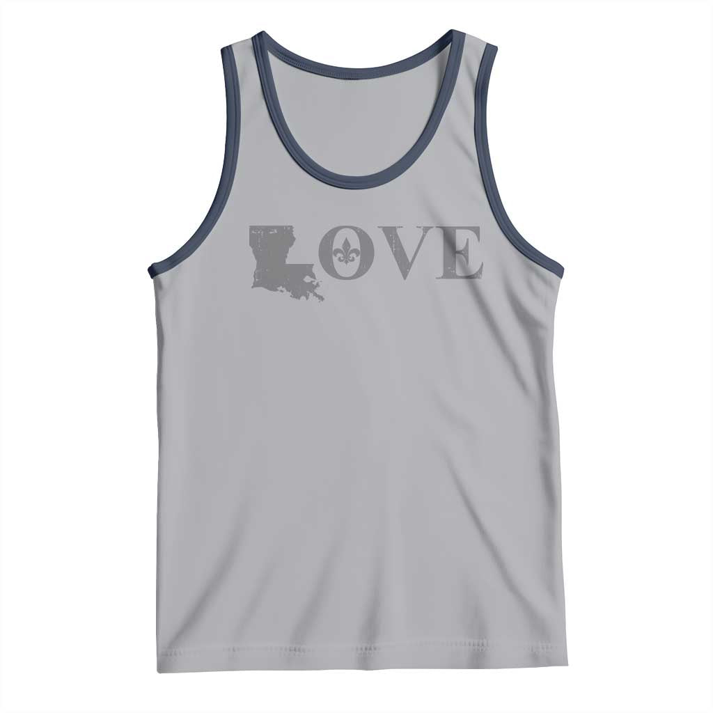 LOVE Louisiana Tank Top Fleur De Lis LA Map TS09 Athletic Heather Navy Print Your Wear
