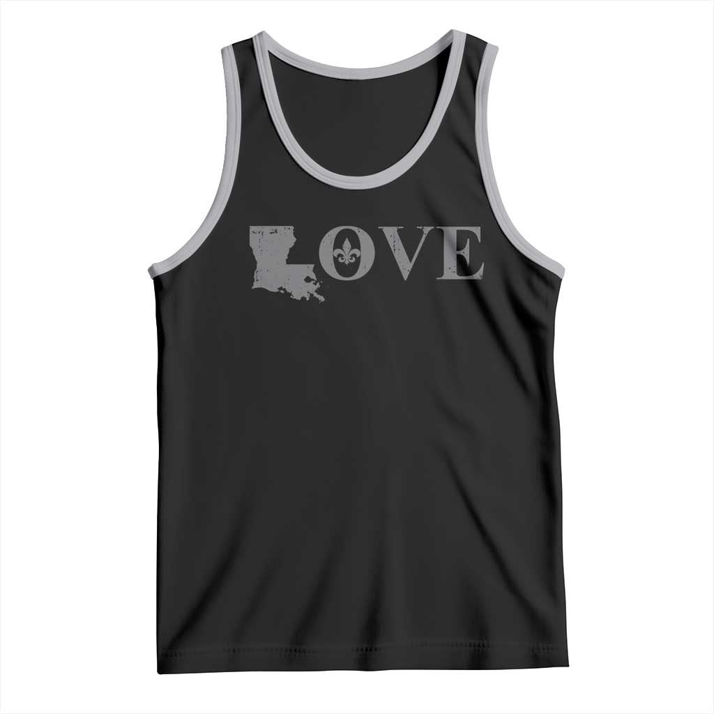 LOVE Louisiana Tank Top Fleur De Lis LA Map TS09 Black Athletic Heather Print Your Wear