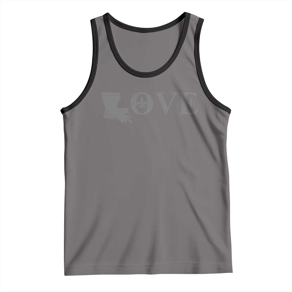 LOVE Louisiana Tank Top Fleur De Lis LA Map TS09 Deep Heather Black Print Your Wear