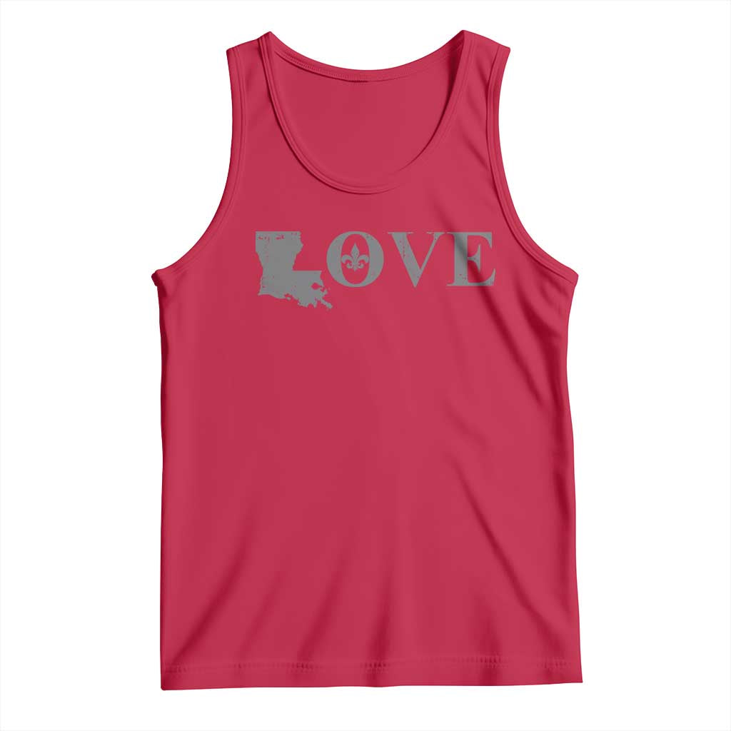 LOVE Louisiana Tank Top Fleur De Lis LA Map TS09 Red Print Your Wear