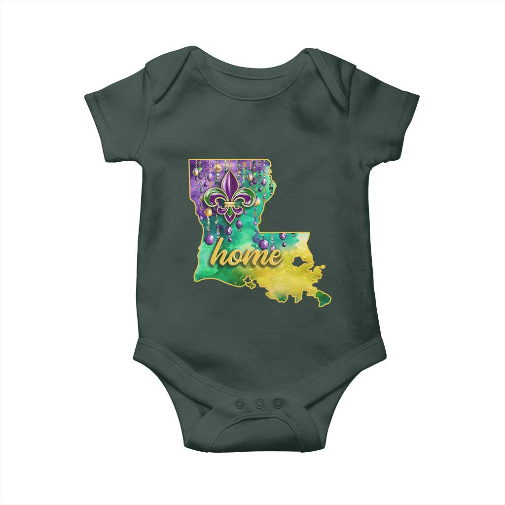 Home Louisiana Baby Onesie Mardi Gras Fleur De Lis LA Map TS09 Print Your Wear