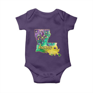Home Louisiana Baby Onesie Mardi Gras Fleur De Lis LA Map TS09 Purple Print Your Wear