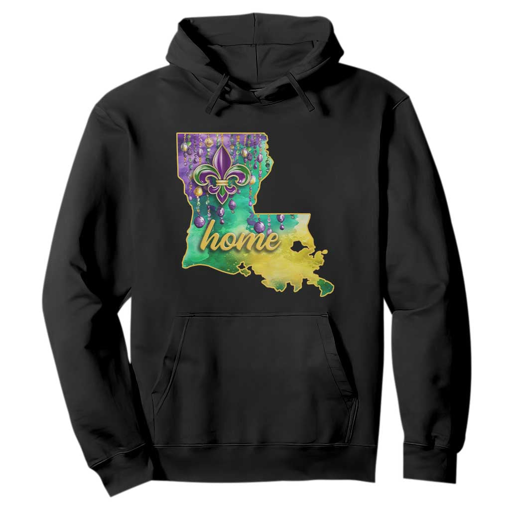 Home Louisiana Hoodie Mardi Gras Fleur De Lis LA Map TS09 Black Print Your Wear