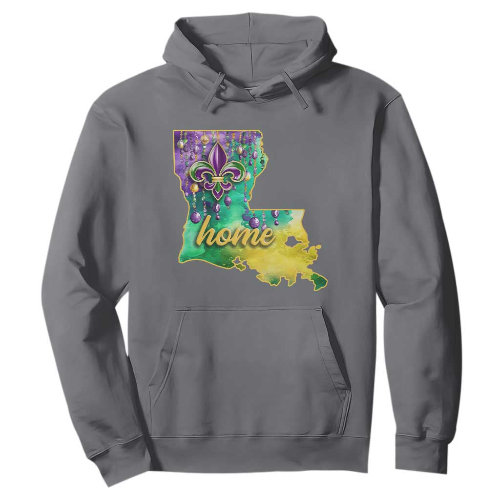 Home Louisiana Hoodie Mardi Gras Fleur De Lis LA Map TS09 Charcoal Print Your Wear