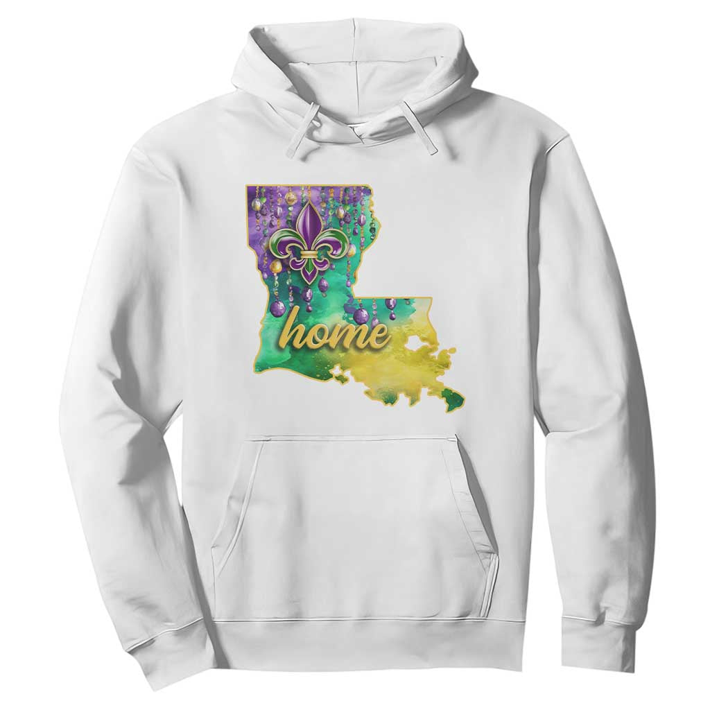 Home Louisiana Hoodie Mardi Gras Fleur De Lis LA Map TS09 White Print Your Wear