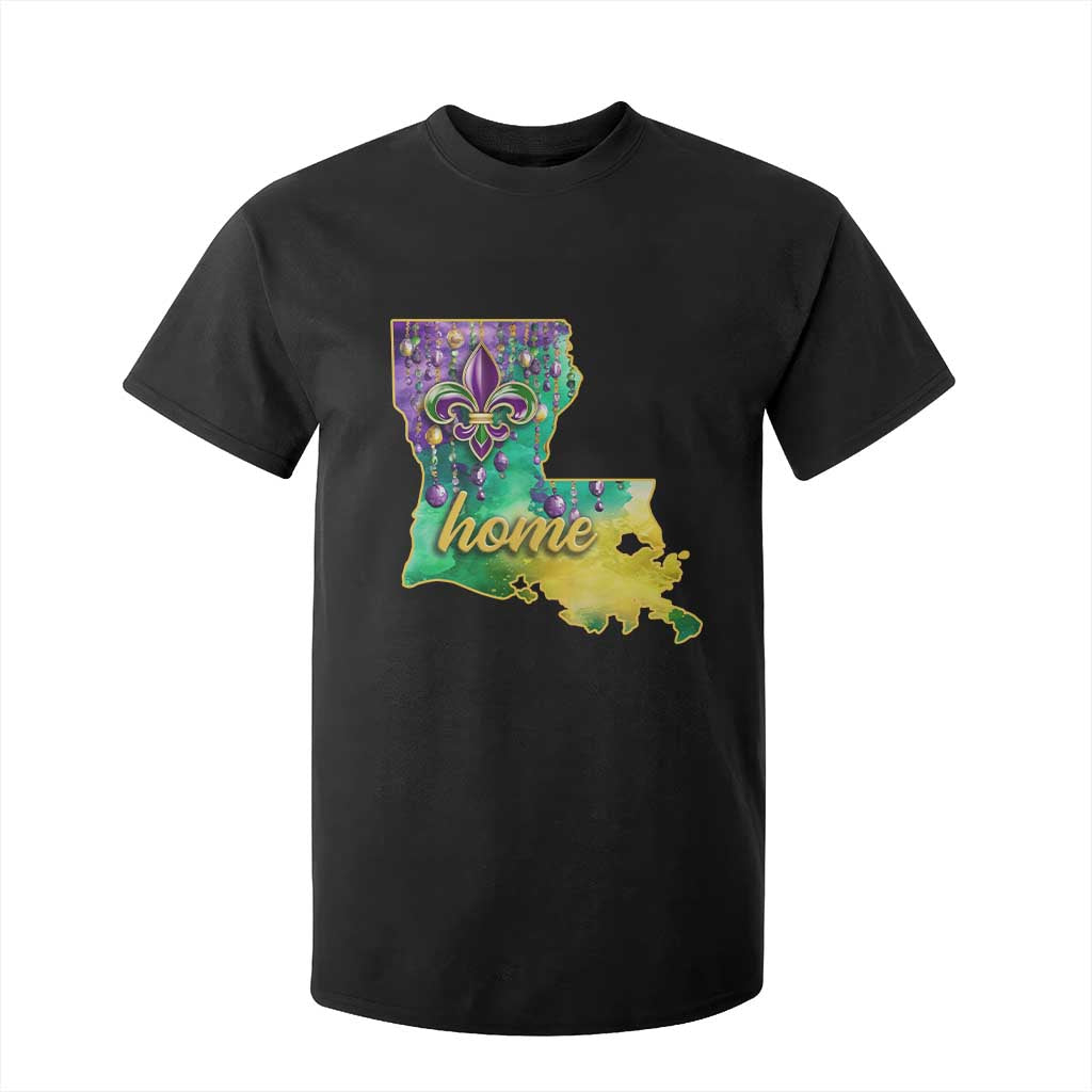 Home Louisiana T Shirt For Kid Mardi Gras Fleur De Lis LA Map TS09 Black Print Your Wear
