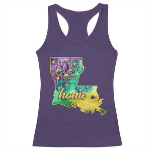 Home Louisiana Racerback Tank Top Mardi Gras Fleur De Lis LA Map TS09 Purple Print Your Wear