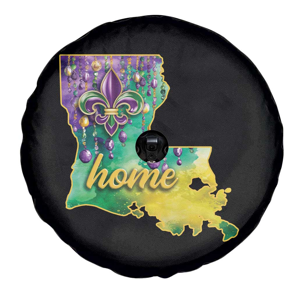 Home Louisiana Spare Tire Cover Mardi Gras Fleur De Lis LA Map TS09 Print Your Wear