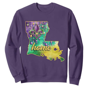 Home Louisiana Sweatshirt Mardi Gras Fleur De Lis LA Map TS09 Purple Print Your Wear