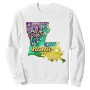 Home Louisiana Sweatshirt Mardi Gras Fleur De Lis LA Map TS09 White Print Your Wear