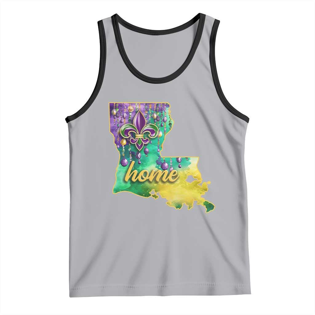 Home Louisiana Tank Top Mardi Gras Fleur De Lis LA Map TS09 Athletic Heather Black Print Your Wear