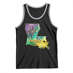 Home Louisiana Tank Top Mardi Gras Fleur De Lis LA Map TS09 Black Athletic Heather Print Your Wear