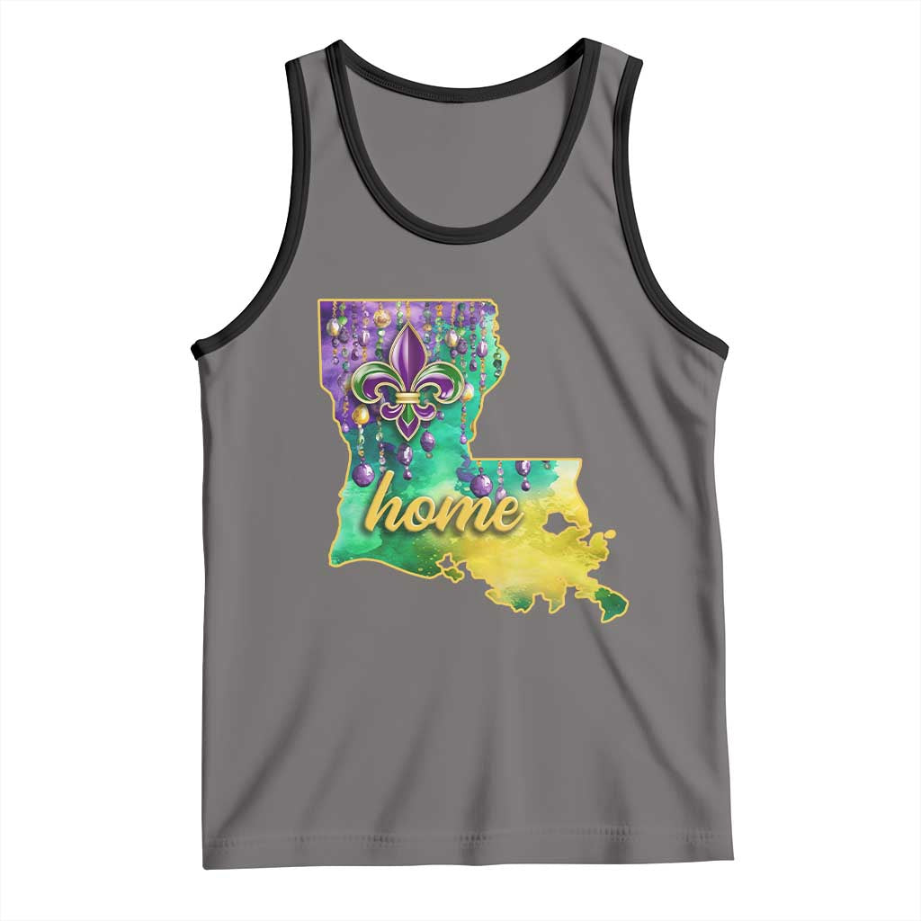 Home Louisiana Tank Top Mardi Gras Fleur De Lis LA Map TS09 Deep Heather Black Print Your Wear