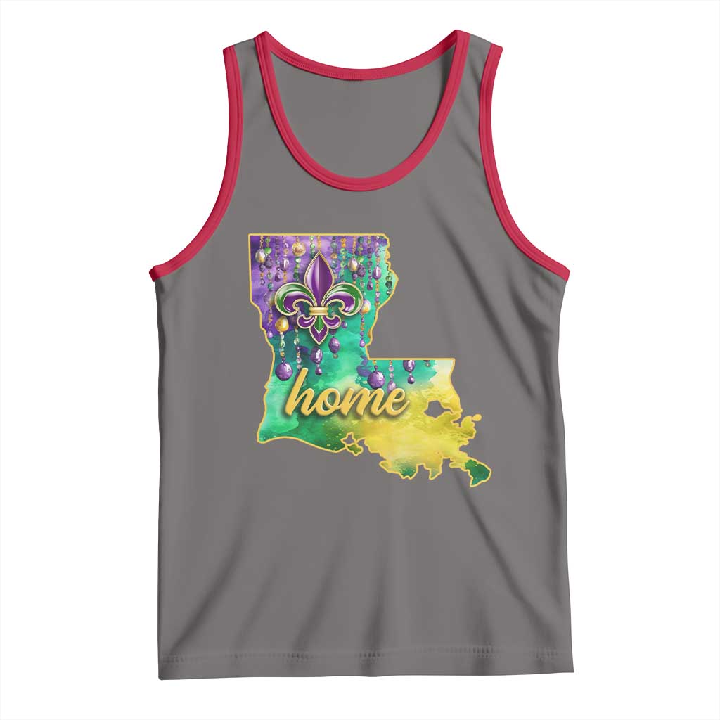 Home Louisiana Tank Top Mardi Gras Fleur De Lis LA Map TS09 Deep Heather Red Print Your Wear