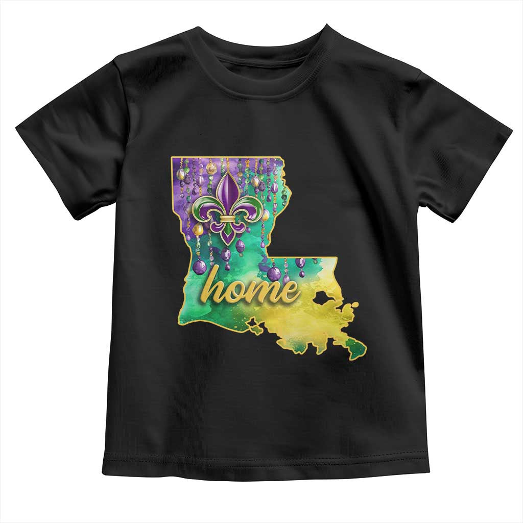 Home Louisiana Toddler T Shirt Mardi Gras Fleur De Lis LA Map TS09 Black Print Your Wear