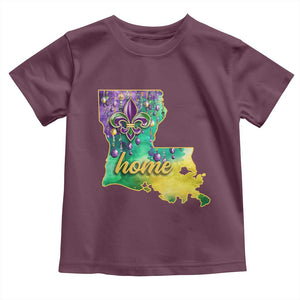 Home Louisiana Toddler T Shirt Mardi Gras Fleur De Lis LA Map TS09 Maroon Print Your Wear