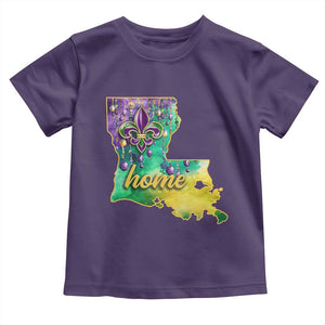 Home Louisiana Toddler T Shirt Mardi Gras Fleur De Lis LA Map TS09 Purple Print Your Wear