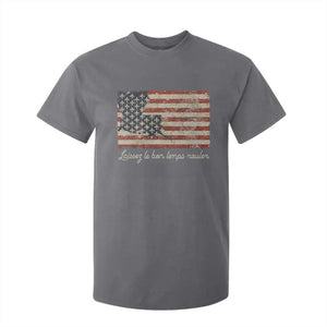 Louisiana T Shirt For Kid Laissez Les Bon Temps Rouler American Flag TS09 Charcoal Print Your Wear